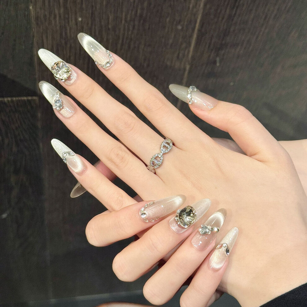 Dachuang Beauty (Xs) Stage Press-On Nails: Natural Cat Eye Design