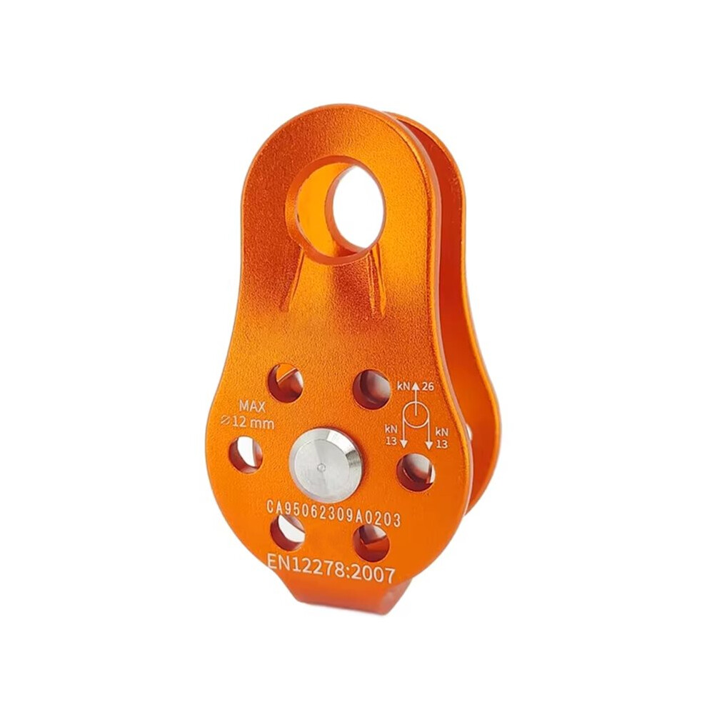 26Kn Heavy Duty Aluminum Climbing Pulley Single Swivel Rope Pulley Set For 12Mm Rope / Hauling / Transportation Orange 6033029288566