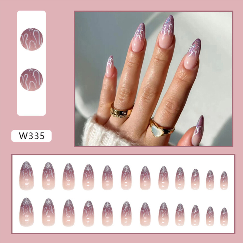 Zhouq-Outdoors (Jelly Glue Model) Purple Gradient Fake Nails For Women Party