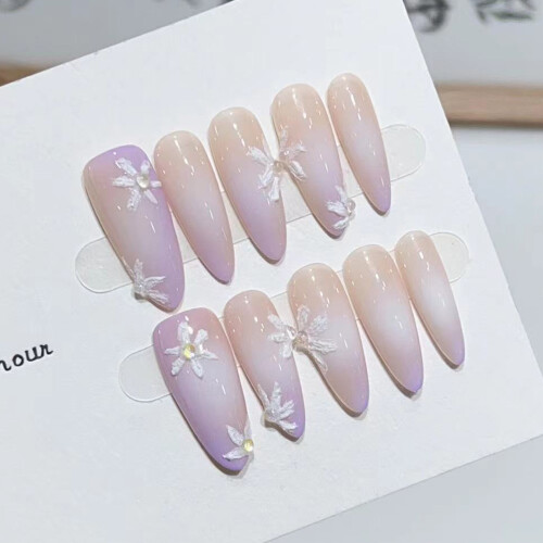 (XS) 10PCS Mauve Gradient Press-On Nails for Stage 1
