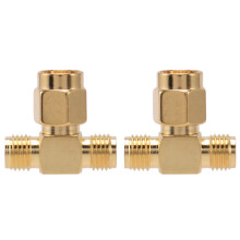 2X SMA Male to Two SMA Female Triple T RF Adapter Connector 3 Way Splitter NEW