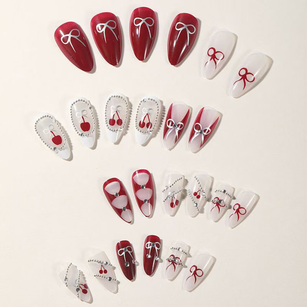 Reach-Tools 24Pcs Fake Nails With Chain Decor, Salon Supply