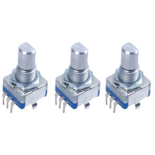 3X 20-Point Shaft Detents Encoder and 360 Degree Rotary with Push Button + Silver