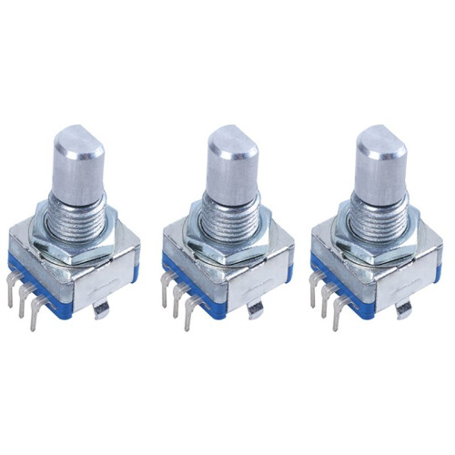 3X 20-Point Shaft Detents Encoder and 360 Degree Rotary with Push Button  + Silver