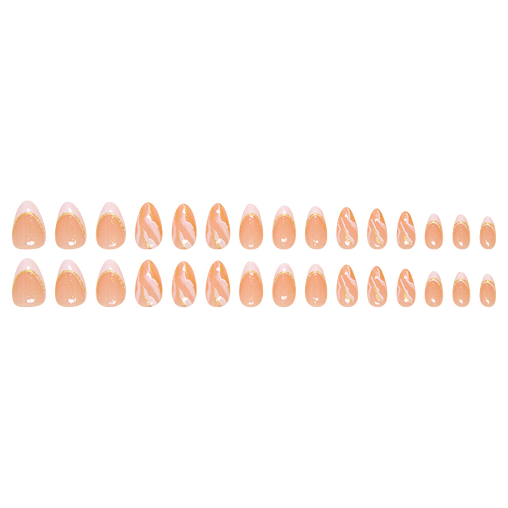 Roc-Electron 30Pcs Nude French Tip Press On Nails - Salon Quality