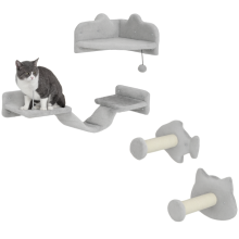 Set di 4 scalette per gatti con gradini in sisal e doppia piattaforma tiragraffi.