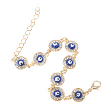 Modieuze Blauwe Evil Eye Polsketting Met Glazen Bedel