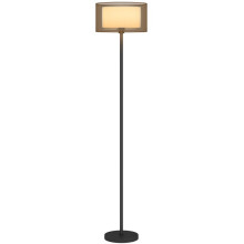 Floor Lamp with Two Tone Shade, Metal Frame and Foot Switch, Black