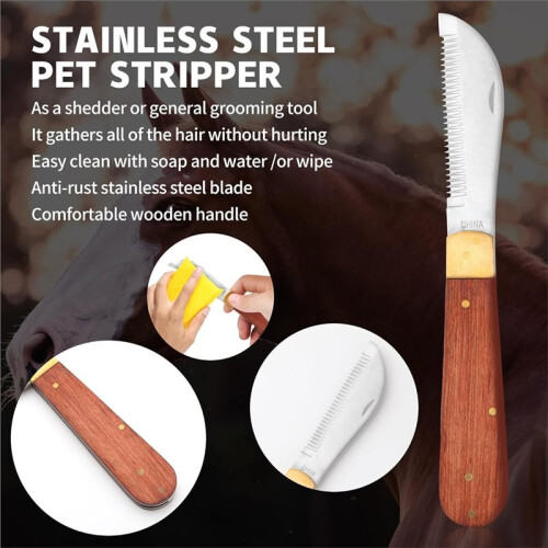 Hand Stripping Tools for Horse Dog Grooming, Shedding Blade & Bot Egg Remover 1