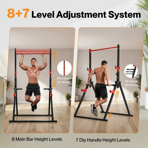 Centra Pull Up Bar, Pull Up Station, Dip Bars Free Standing, 220KG, Black Red 1