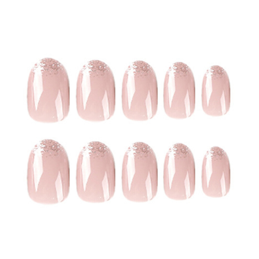 Hue-Grain Glitter French False Nails, 24Pcs, Elegant Wedding & Party