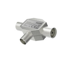 Répartiteur d’antenne, fiche coax. mâle - 2 fiches coax. fem., métal