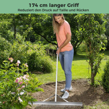 Hark tuinhark van aluminium met 91 cm brede harkkop 91 x 10 x 174 cm zilver