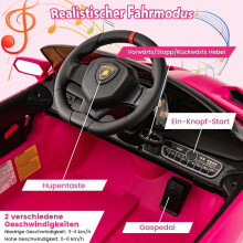 Kinderauto Lamborghini elektrisch met afstandsbediening & LED-koplampen & claxon & muziek kinderauto roze