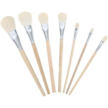7-delige wollen verfkwastenset, draagbare kunstenaarskwasten voor aquarel, acrylverf, keramiek, schilderen, mengen en blenden.
