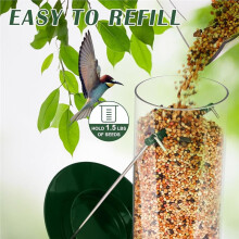 Metal Bird Feeder - 6 Port Tube Feeder for Outdoors, Heavy Duty Squirrel Proof with Metal Lid, Easy Fill & Clean