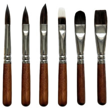 6 Pcs Professional Synthetic Squirrel Paint Brush Set for Watercolor, Acrylic, Gouache Travel Art Paintbrushes