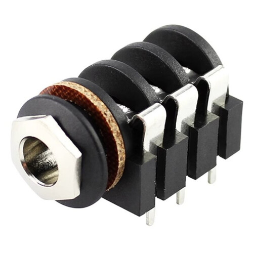 6.35 mm Stereo Audio Socket Jack Connector, 1/4" PCB Solder Right Angle TRS for Professional Audio 1