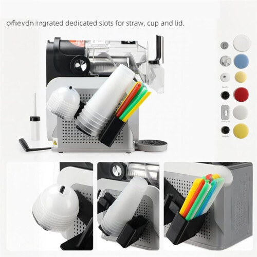 Space Efficient Drinkware Storage Rack for Slushies Maker Side Mounted Cup Lid and Straws Holder 2