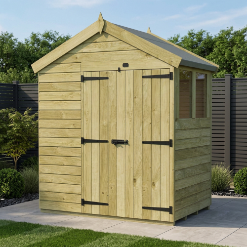 7 x 4 Apex Shed Tanalised (Double Door, With Windows)