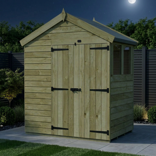 7 x 4 Apex Shed Tanalised (Double Door, With Windows) 2