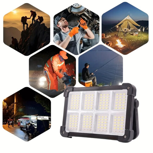 Portable Solar LED Camping Light,Emergency Lighting, Via Solar or Type-C and USB Charging with Multi-Function Flashlight 2