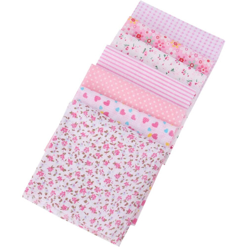 Paquete de telas de algodón hechas a mano para patchwork, tela de algodón floral rosa claro.