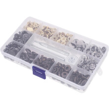 Juego de 120 botones a presión metálicos de 12,5 mm en 4 colores, con 4 herramientas de instalación y caja de almacenamiento.