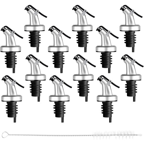 Vertedores de plástico reutilizables para botellas de aceite con vertido controlado y apertura automática.