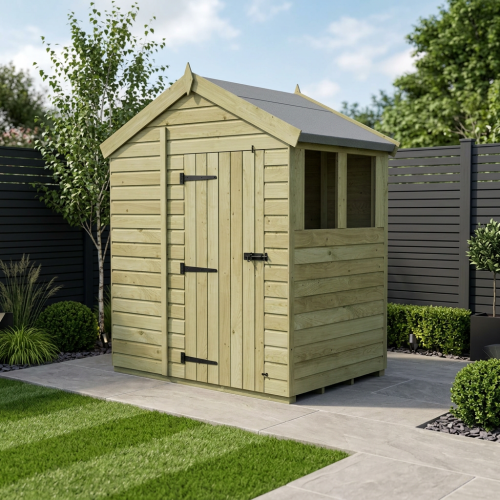 7 x 4 Apex Shed Tanalised (Single Door, With Windows)
