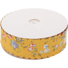 Cinta floral vintage de 2,5 cm x 10 yardas con borde ondulado y bordado de flores de primavera para accesorios de cabello DIY.