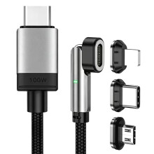 Câble de Charge Magnétique PD 100 W, Rotatif à 180, pour Téléphone, Ordinateur Portable, Tablette et Autres Appareils (Longueur: 1 M)