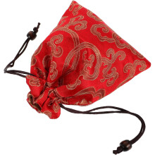 Bolsa de almacenamiento con cordón para cuenco tibetano de brocado hecho a mano, color rojo, 13x16cm