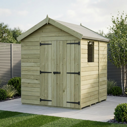7 x 5 Apex Shed Tanalised (Double Door, With Windows)