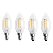 4X Dimmable E12 4W COB Edison Candle Flame Filament LED Light Bulb Lamp 10x3.5cm