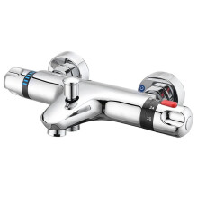 Bathtub and Shower Faucet Thermostatic Valve, Wall-Mounted Double-Handle Automatic Thermostatic Control Valve, Bathroom