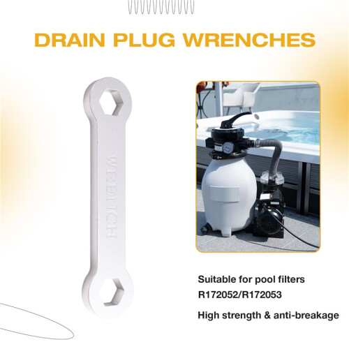 2 in 1 DRAIN PLUG & SHELL NUT Hand Wrenches for  Pool Filter Cartridge Assembly 1