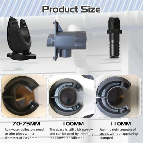 Rainwater Collector for Downpipe 70-110 mm, Efficient Rainwater Utilization for Roofs  to 80 M² 1