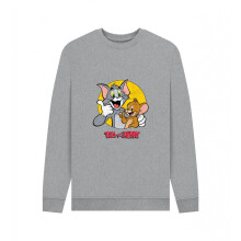 (XXL, Light Heather) Tom and Jerry Unisex Adult Thumbs Up Sweatshirt
