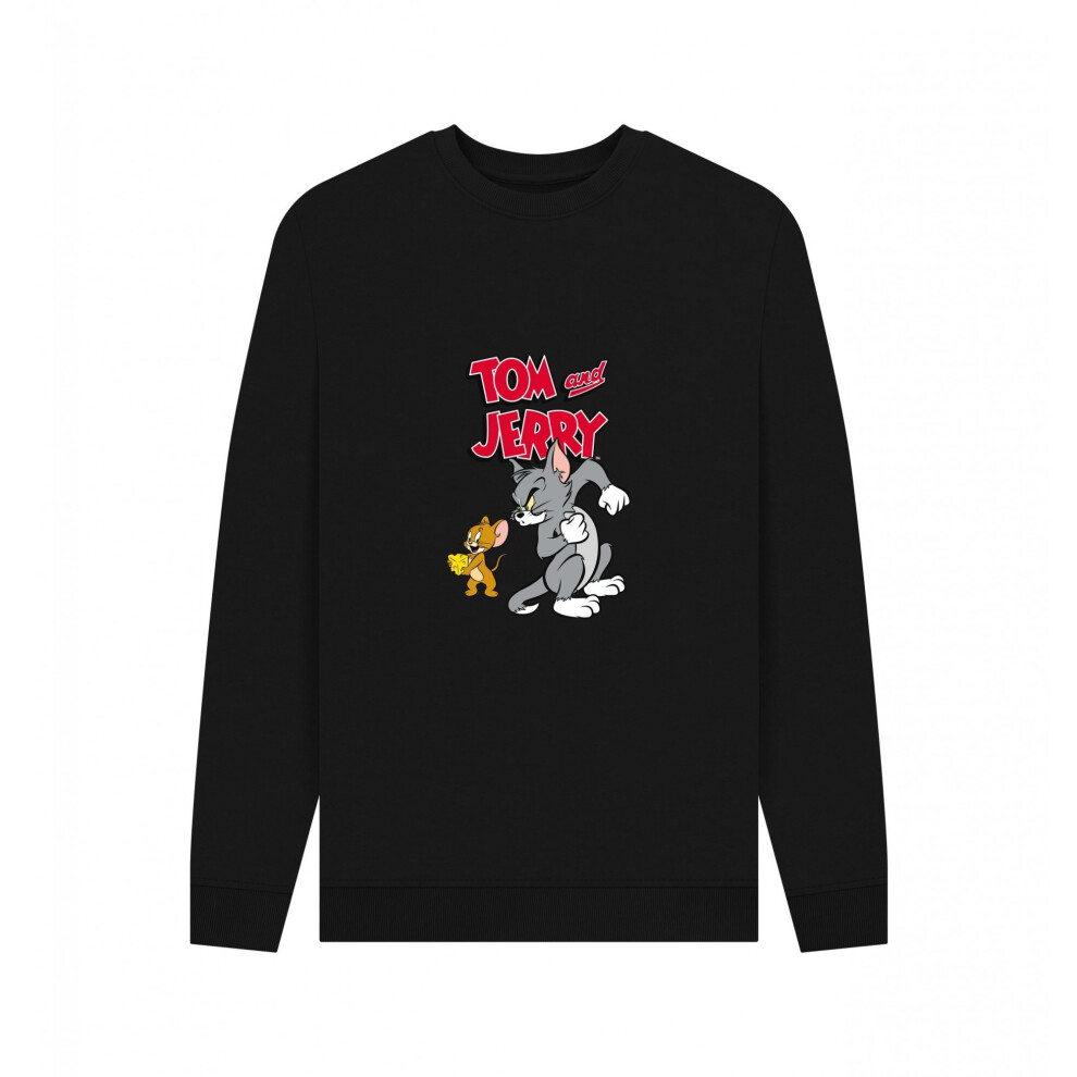 Tom And Jerry (L, Black) Unisex Adult Cheese Sweatshirt