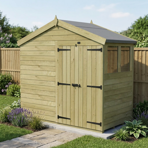 8 x 4 Apex Shed Tanalised (Double Door, With Windows)