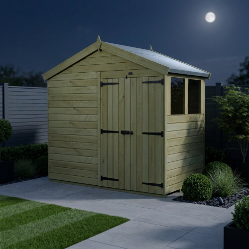 8 x 4 Apex Shed Tanalised (Double Door, With Windows) 2