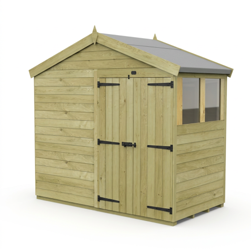 8 x 4 Apex Shed Tanalised (Double Door, With Windows) 1