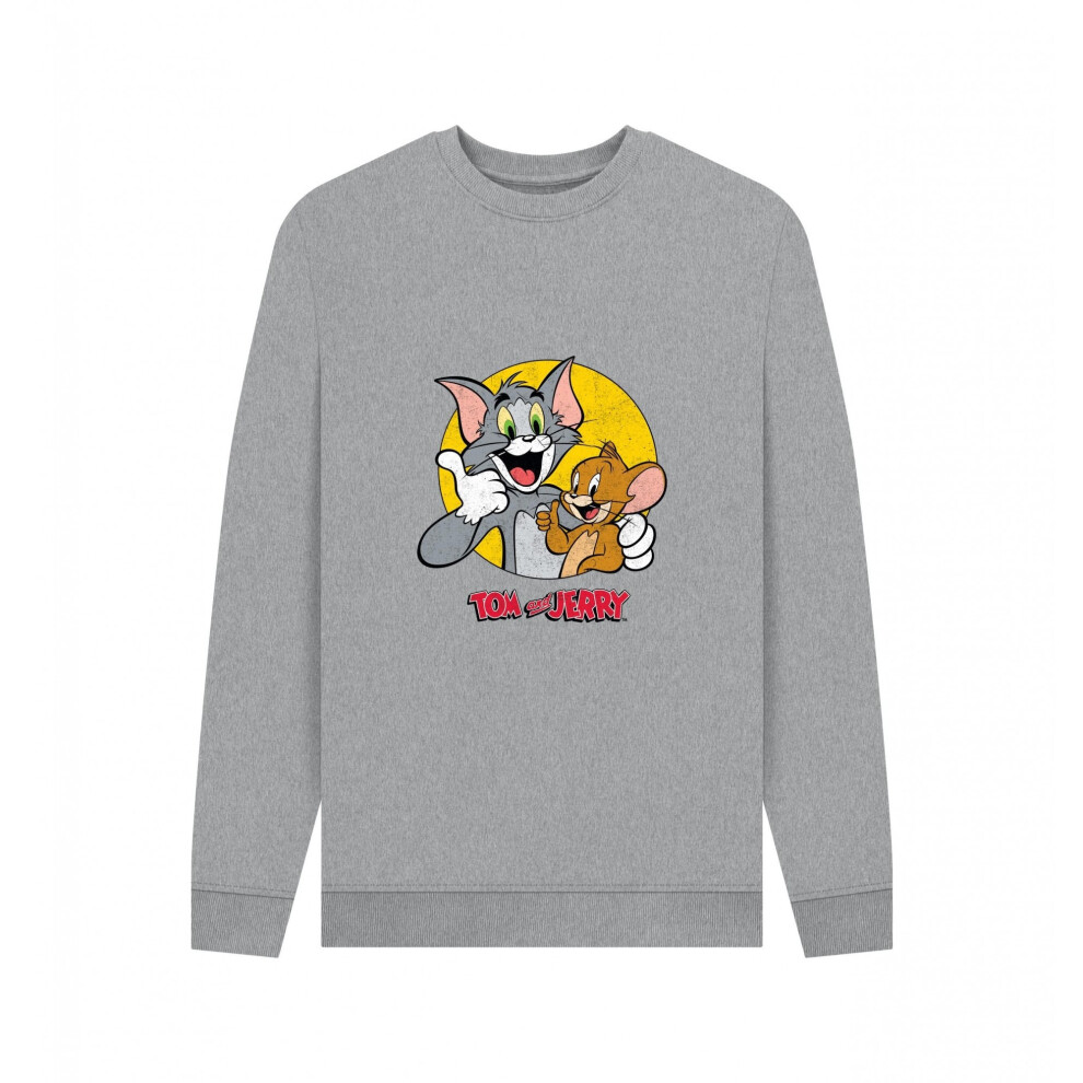 Tom And Jerry (L, Light Heather) Unisex Adult Thumbs Up Sweatshirt