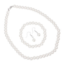 1Set Elegant Dames Sieradenset Met Ketting Armband En Oorbellen Wit