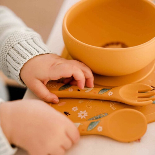 Sassi Junior | Sassi Junior | Silicone Fork and Spoon Set Animals Orange - 14 x 33 cm LION 1