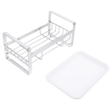 1X Keukensink Afvoerrek Wit - Rvs Opbergrek Met Drip Tray En Antislip