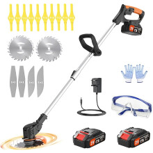 Metal Blade Cordless Strimmer 21v Grass Trimmers With 16 Blades 15cm Cutting Diameter Cordless Strimmer For Lawn