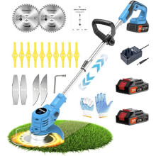 Metal Blade Cordless Strimmer 21v Grass Trimmers 27 Blades 15cm Cutting Diameter Cordless Strimmer Retractable Handle For Lawn Garden