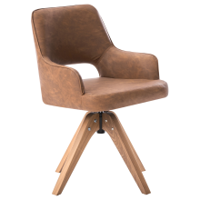 Dining Chair Swivel MORAVIA Faux Leather Brown